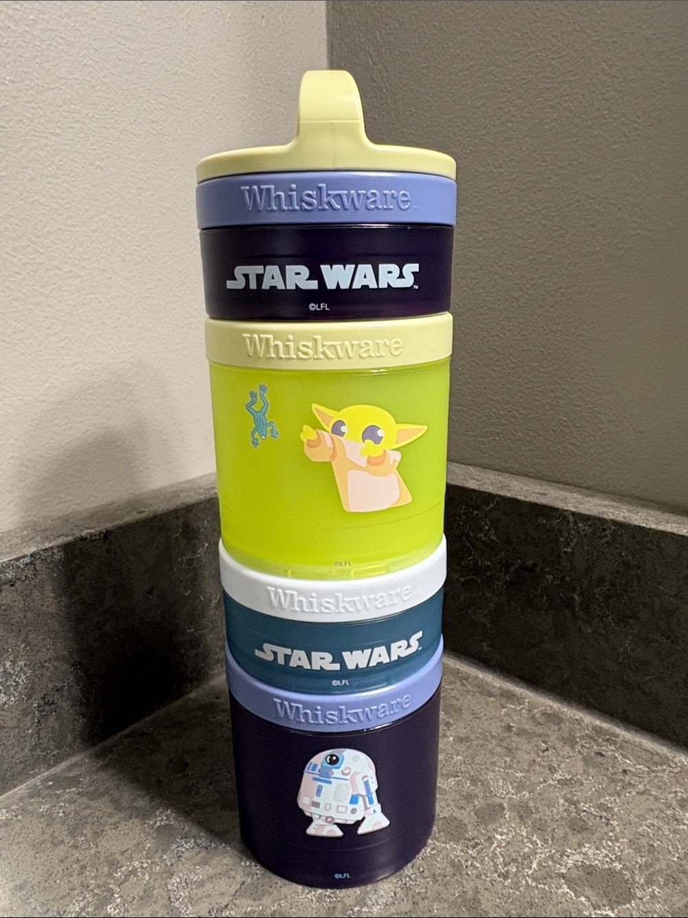 Whiskware Star Wars R2-D2 & Grogu Stackable Snack Containers. 4 Piece Set